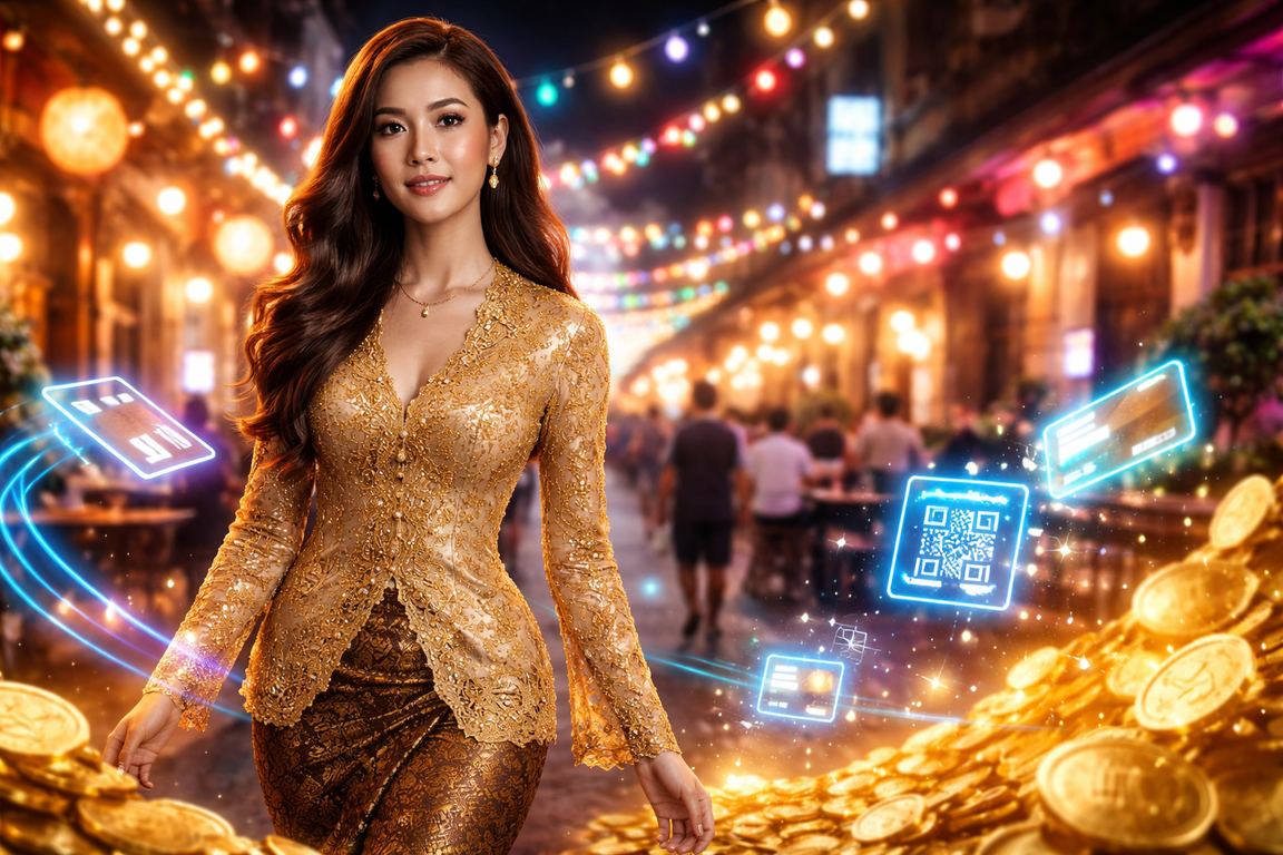 Ipoh female player in kebaya enjoying live sports match betting on the op13 platform